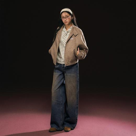 Ariseism 美式复古宽松阔腿牛仔裤女秋季新款长裤子 商品图3