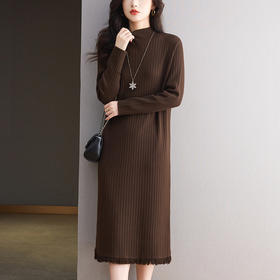 CC流苏高级感连衣裙冬季配大衣的裙子气质长款显瘦漂亮毛衣裙好看厚