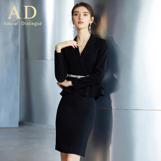 AD高端名媛气质套装工作服女轻熟风西装套装包臀裙职业装两件套秋 商品图1
