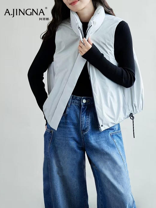 【龟背廓形】阿菁娜冬季新款立领羽绒马甲龟背感有型靓丽色系可翻立领防风保暖F30D203013 商品图4