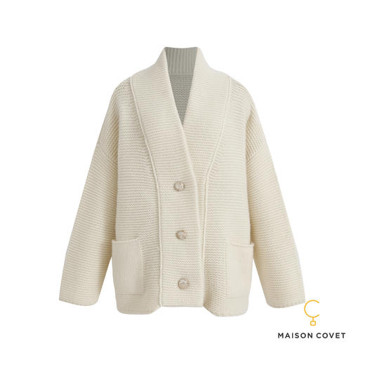 MAISON COVET 纯山羊绒翻领开衫外套 商品图1