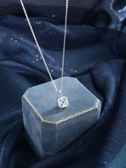 子佩集【蓝色星宇】S925银套链【PM2295-XF】培育宝石帕拉伊巴蓝碧玺小方块2510 商品图4