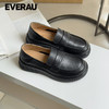 EVERAU复古牛皮鞋面随性别致氛围感女士乐福鞋EA7084 商品缩略图3