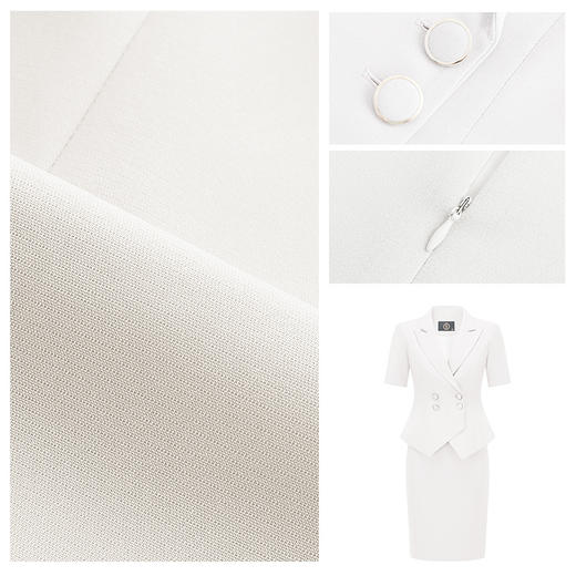 AD时尚通勤职业装女主持人面试正装套裙新款白色短袖西装套装工装 商品图3