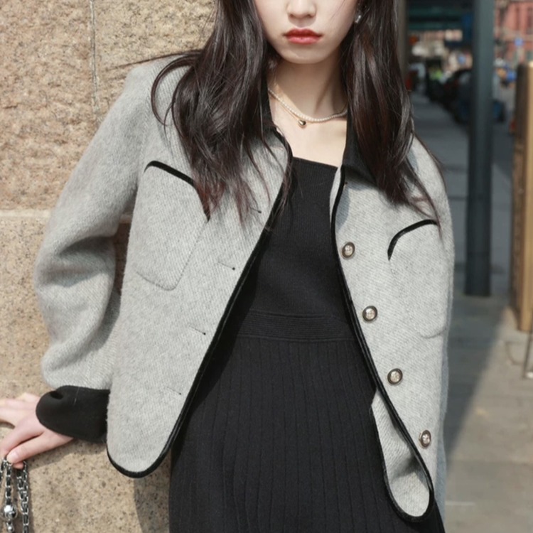 小香风双面羊毛外套，纯羊毛面料，双面呢子，挺阔有型