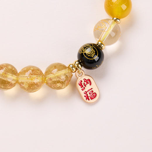 【五路财神香灰琉璃手串】敦煌福泽10MM香灰琉璃手串五路财神 纳福金色夜光琉璃手串 商品图2