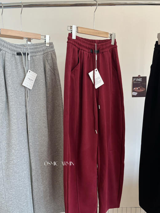 专治胯宽 腿粗腿不直【 OSMIC ARMIN 五色加绒黑标弯刀裤】显瘦休闲裤神仙裤子松紧高腰显腿直深灰色拼接镰刀阔腿裤女秋季高腰显瘦美式卫裤休闲直筒香蕉运动裤 商品图8