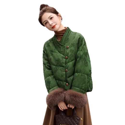 新中式羽绒服时尚显瘦，洋气妈妈减龄白鸭绒国风外套HR-GJC5512 商品图4