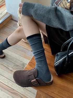 2双装！微压桑蚕丝羊毛小腿袜  6%桑蚕丝羊毛、轻暖细腻柔软亲肤 撞色罗口设计 时尚百搭