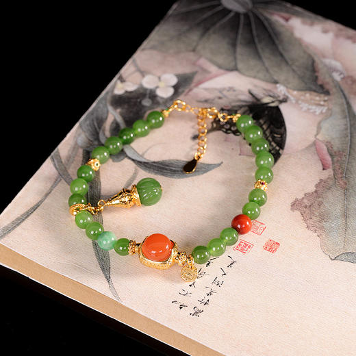【荣华如期】S925银镀金镶和田碧玉手串【RP-SL65914】 商品图2