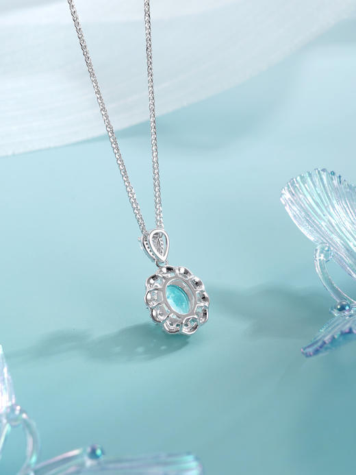 子佩集【蓝悦凝福】S925银套链【PM2221-XF】培育宝石帕拉伊巴蓝碧玺大椭圆2510 商品图5