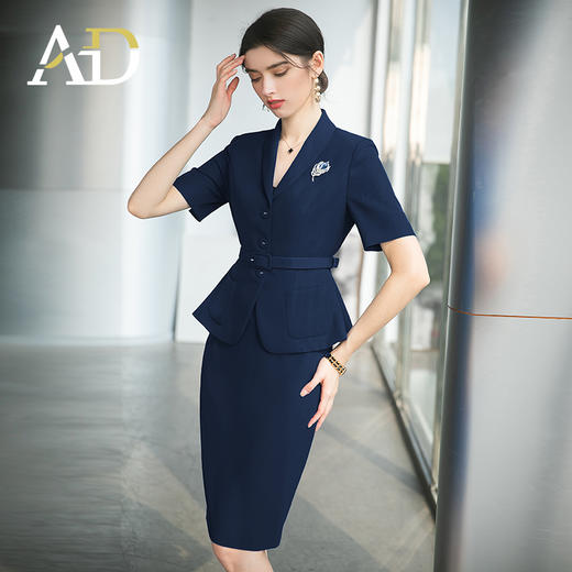 AD案场客服工作装女高端售楼部工装气质职业装套裙房地产销售服装 商品图1