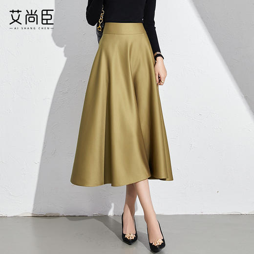 赫本风伞裙a字半身裙中长款高腰垂坠感法式通勤女装高级感气质 商品图2