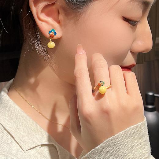 【声声慢】金镶玉蜜蜡戒指 商品图1