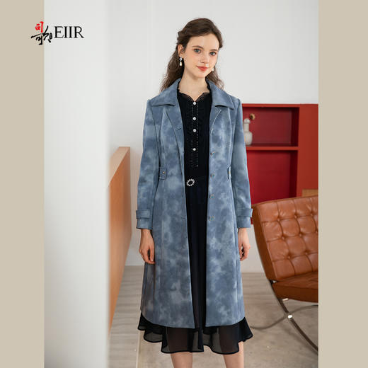 司歌麂皮绒收腰长袖风衣单排扣R901269X 商品图4