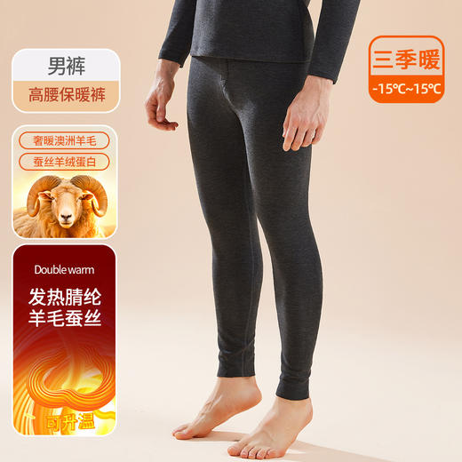 「自j」全新升级【铂金会员119/天猫159/差价40】(15453)洛诗琳发热腈纶圆领保暖上衣男士2025秋冬加绒加厚内搭打底衫蚕丝内衣含羊毛秋衣 商品图7