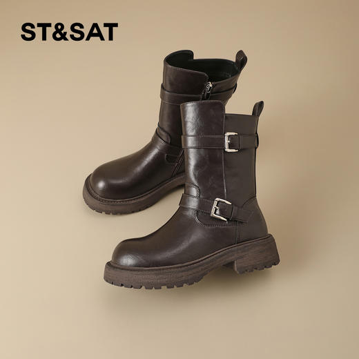 【保暖绒里】星期六英伦风百搭扣带百搭短靴SSD4116T55 商品图7