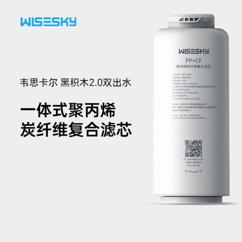 WISESKY黑积木2.0双出水净水器WSRO-1000-M2G官方原装活性炭净水机一体式炭纤维复合滤芯WSKP-100-C