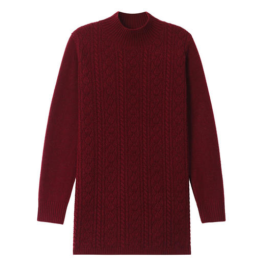 CC半高领毛衣女秋冬2025年米白色提花中长款针织衫优雅显瘦打底毛衣 商品图4