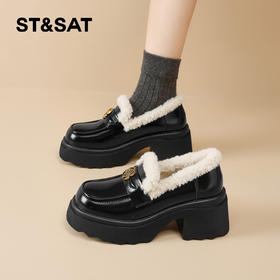 星期六复古山茶花加绒保暖厚底乐福SSD411DT6D