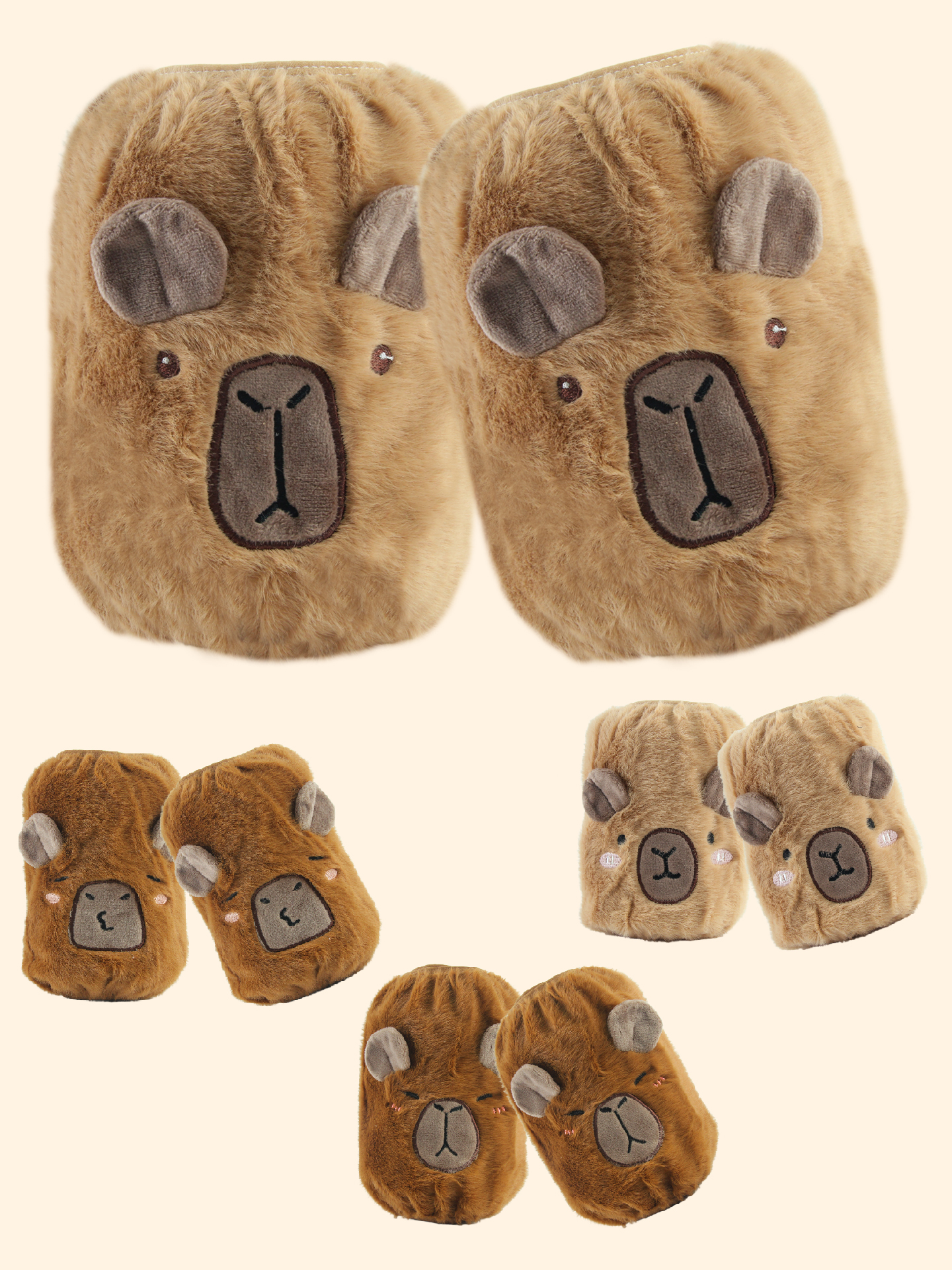 卡皮巴拉袖套儿童秋冬女护袖卡通绒袖头宝宝防污学生工作短款（款式随机）