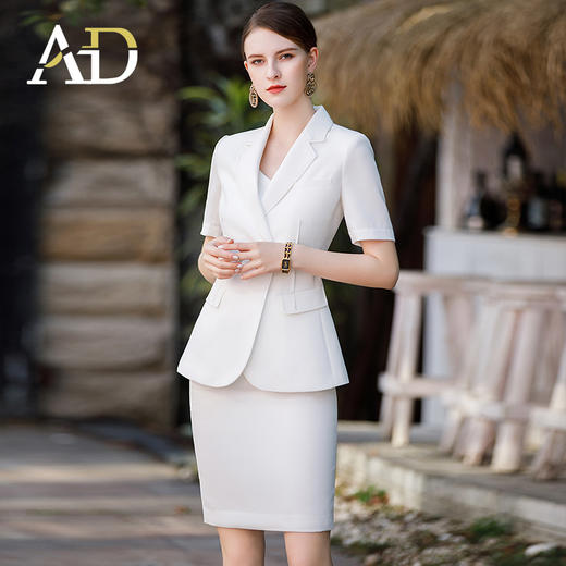 AD肌理感名媛西服两件套职业装气质女神范套装高端小香风白色西装 商品图3