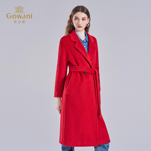 乔万尼100%绵羊毛长款时尚优雅毛呢外套大衣EM4A585 商品图3