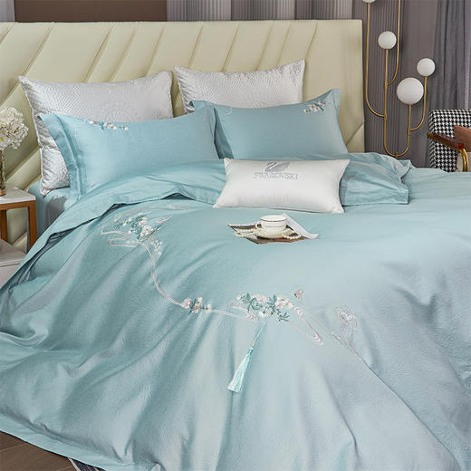 多喜爱 50S全棉色织银丝提花四件套 秋日麦田/暮云笺hl【50S银丝提花】 【全棉材质】【浮雕肌理】【精美刺绣】轻奢礼箱 柔润丝光 质感柔滑 莹亮光泽 花型立体 商品图10