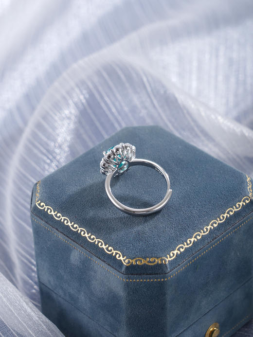 子佩集【湛蓝之恋】S925银戒指【RM0499-XF】培育宝石帕拉伊巴蓝碧玺大号2510 商品图6