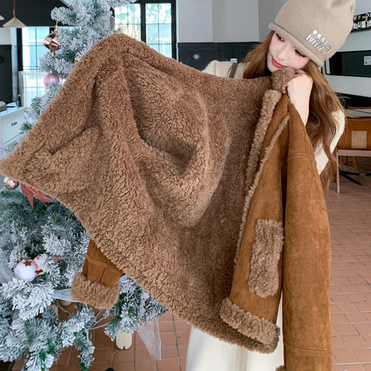 半身缘女装 冬季仿皮毛一体外套颗粒绒羊羔绒254113U08240148 商品图4