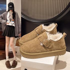 【YW】无忧购厚底加绒勃肯鞋新款复古保暖休闲一脚蹬时尚棉鞋雪地靴A-3（截单后3-5天发货）