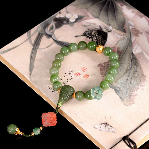【晴波弄影】S925银镀金配件和田玉碧玉手串【RP-SL650817】 商品图2