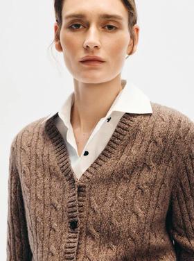 1029-5  认准原渠道 eds高圆圆同款花棕色开衫