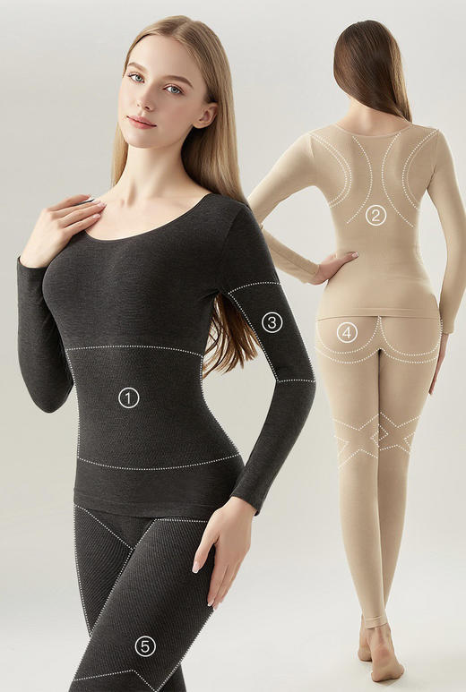 华家Y*e 无缝塑型羊毛保暖内衣套装102906 商品图1