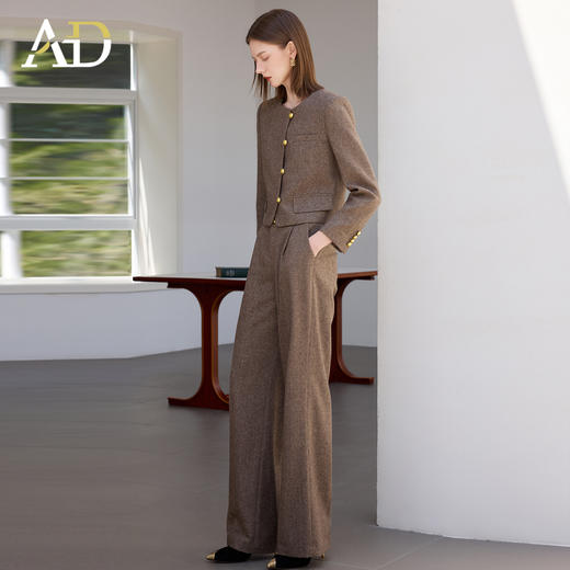 AD保暖加厚羊毛尼西装直筒裤两件套显瘦显高职场通勤职业正装女 商品图3
