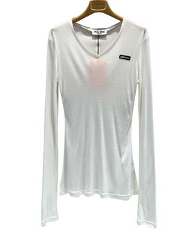 女款V领丝质羊毛长袖T恤打底衫ba017