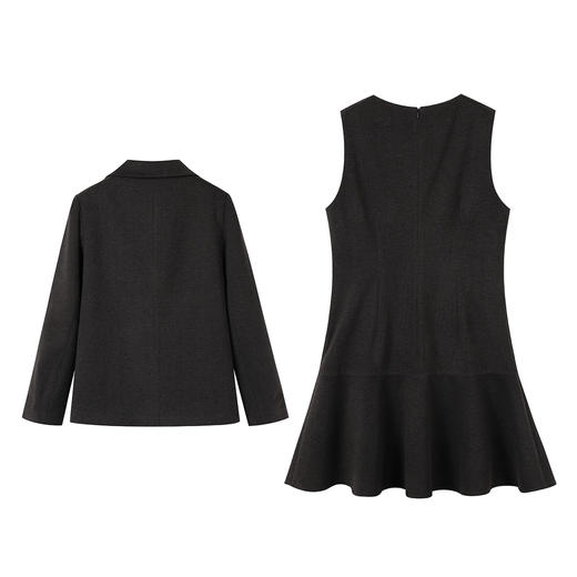 奢姿大码女装2025冬季时尚通勤西装外套气质纽扣装饰连衣裙套装9954994361AB 商品图1