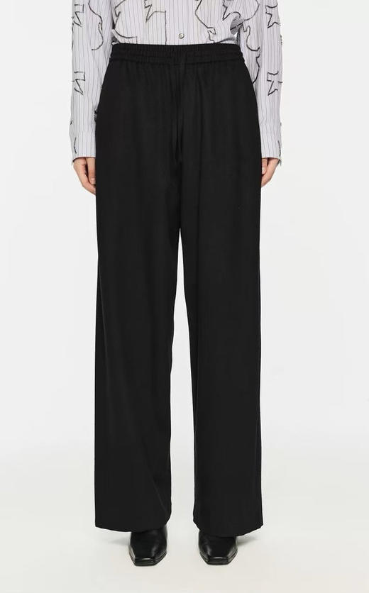 松弛感通勤懒人羊毛呢休闲直筒裤 羊毛羊绒混纺 手感柔软饱满 筋骨感好 微磨绒呢感工艺处理 极简裤型 自然又显瘦 商品图0