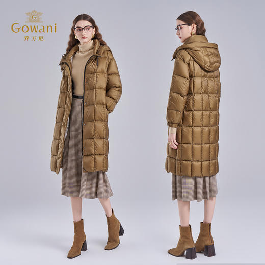 乔万尼冬季白鸭绒H型连帽设计长款时尚羽绒服ET4T990 商品图3