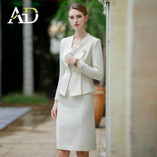 AD职业装气质女神范套装无领西装外套女高端职业正装经理工作服 商品图3