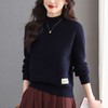 CC2025秋冬新款半高领纹理针织衫女简约显瘦短款长袖带贴标打底上衣 商品缩略图0
