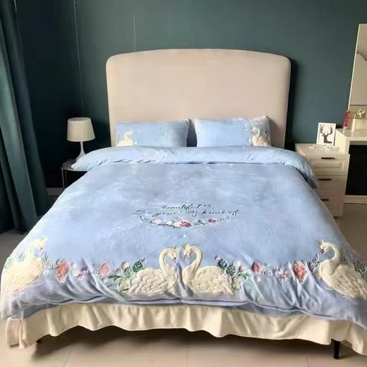 【高克重丽棉绒四件套（牛奶绒升级版） 】✅甄选高克重牛奶绒面料更软糯 进口重工刺绣工艺 寒冷的冬天想要睡的好 床上必定要有它。-RJYL 商品图7