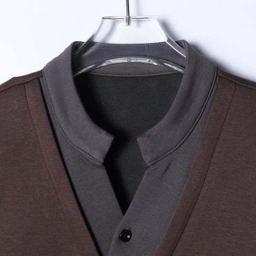 23166SDSA秋冬新款痞帅男装韩版拼接纽扣V领假两件卫衣百搭套头上衣潮 商品图2