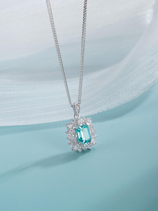 子佩集【宁静花海】S925银套链【PM2245-XF】培育宝石帕拉伊巴蓝碧玺大方块2510 商品图2