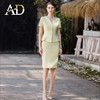 AD工作服职业气质女神范套装高端米黄色短袖西装套裙收腰显瘦工装 商品缩略图0