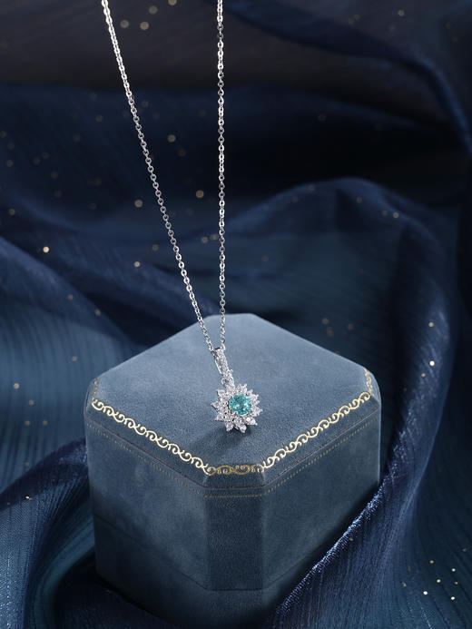 子佩集【阳光花海】S925银套链【PM2289-XF】培育宝石帕拉伊巴蓝碧玺太阳花2510 商品图0