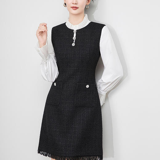 「高货wl」全新升级【铂金会员367/天猫499/差价132】(05847)洛诗琳法式通勤小香风连衣裙2025秋冬粗花呢无袖背心裙 商品图1