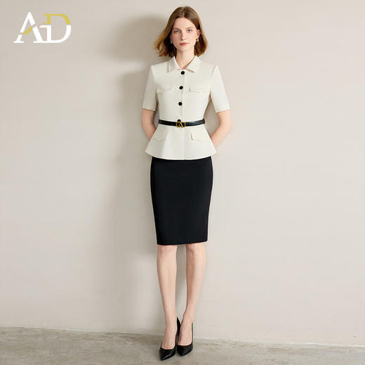 AD空姐制服职业套装高端西装女2025新款时尚两件套夏季短袖正装 商品图1