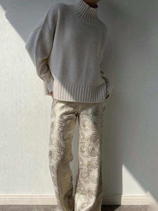 Puree｜#1969 Cocoon Sweater High Neck 羊绒高领茧型厚毛衣 [  白 / 黑  ] 商品图4