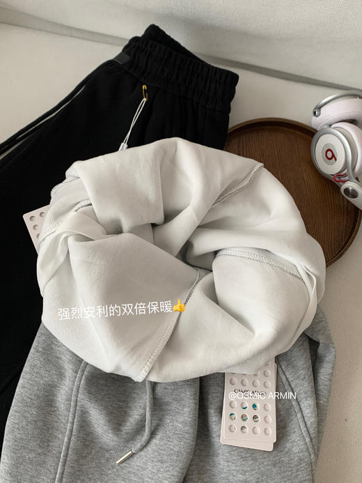 专治胯宽 腿粗腿不直【 OSMIC ARMIN 五色加绒黑标弯刀裤】显瘦休闲裤神仙裤子松紧高腰显腿直深灰色拼接镰刀阔腿裤女秋季高腰显瘦美式卫裤休闲直筒香蕉运动裤 商品图4